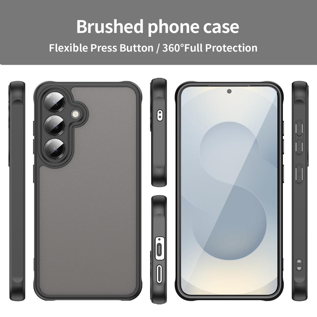 For Samsung Galaxy S24 Case with Screen Film WANLONFENG FD Series Skin Touch TPU PC Phone Back Cover