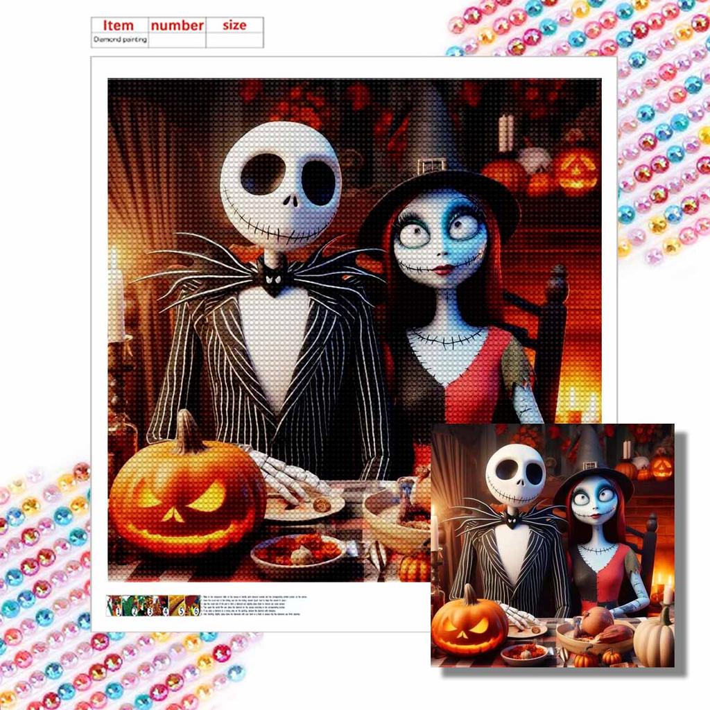 5D DIY Diamond Painting Kit, Skeleton Lover, Adult Beginner 5D Round Diamond Embroidered Crystal Mosaic Crafts, Suitable for Home Wall Settings