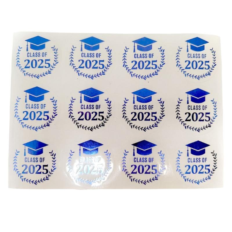 Pack Of 120 Gold Foil Graduation Hat Sticker 40mm Adhesive Labels Wrapping Sticker For Seal Envelope Card Packaging