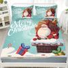 Santa Claus Elk Christmas Tree Print Coreless Fitted Sheet Set Christmas Theme Fitted Sheet Soft Bedspread Bedroom Bedding Decor