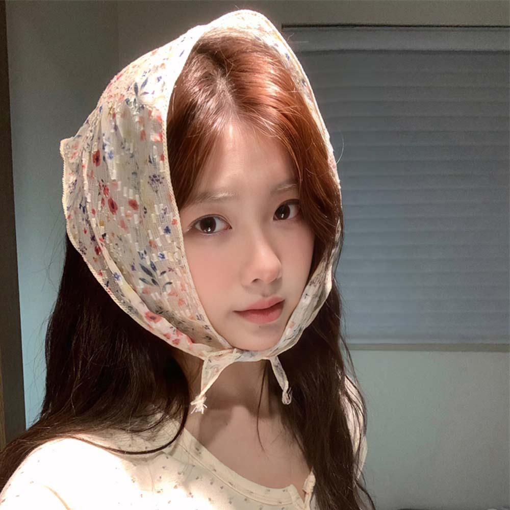Cotton Floral Headscarf Breathable Bohemian Hair Band Sweet Spring Silk Scarves  Girls