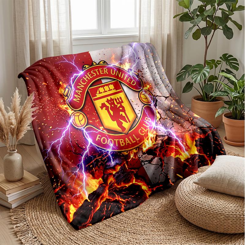 Manchester United Theme Blanket Soft Flannel Blanket Plush Throw Blanket Cozy Sofa Bed Blanket for Home Decor