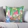 Cheetah Pink Green Chinoiserie Pillowcase Polyester Linen Velvet Printed Zip Decorative Sofa Seater Cushion Cover