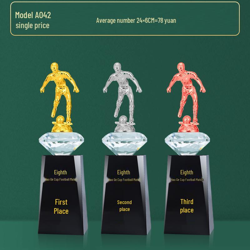 Custom Crystal Football Trophy - 2025 Golden Boot Top Scorer Award (Extra Large)