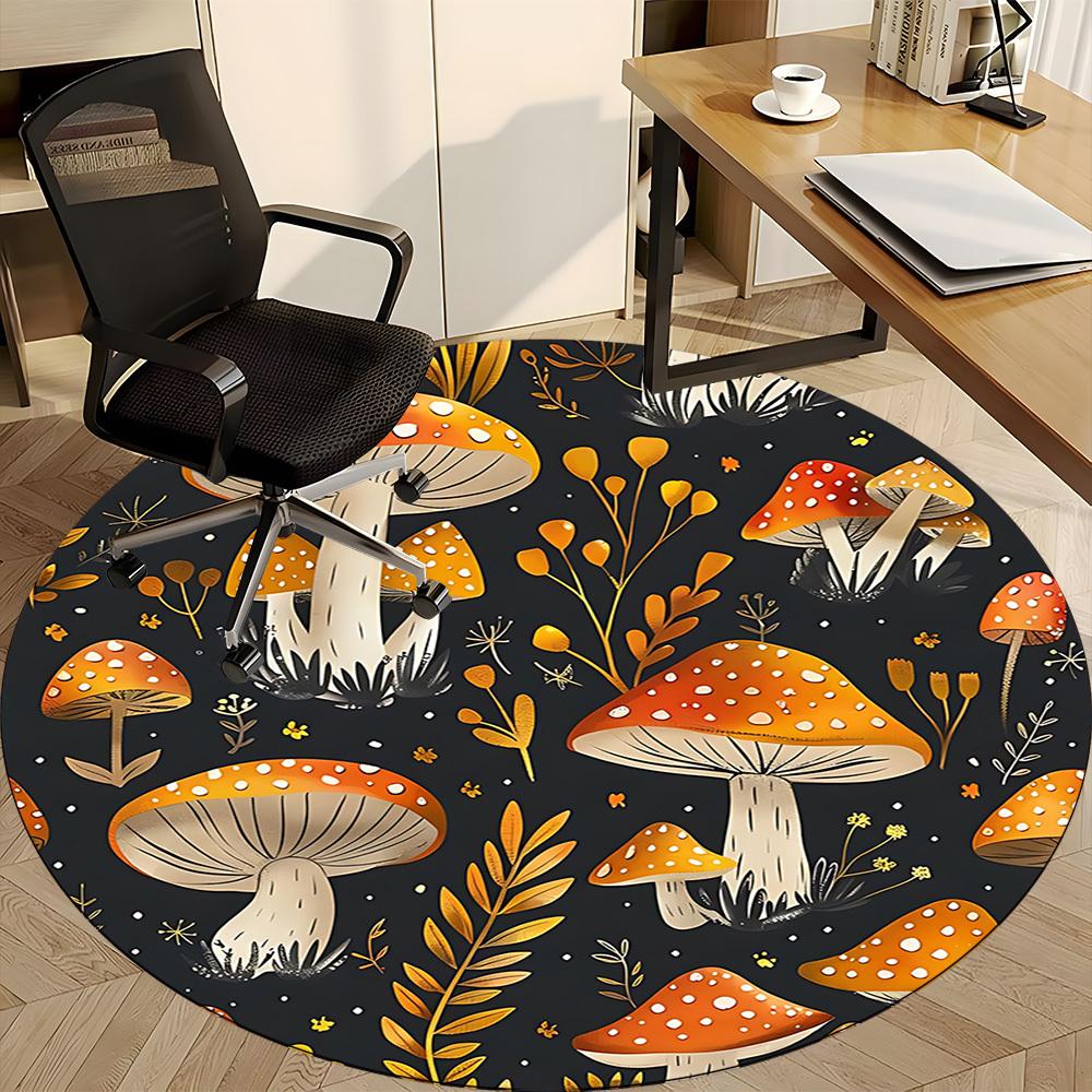 1pc Mushroom Pattern Chair Carpet for Office, Non Slip, Soft and Durable Office Rug