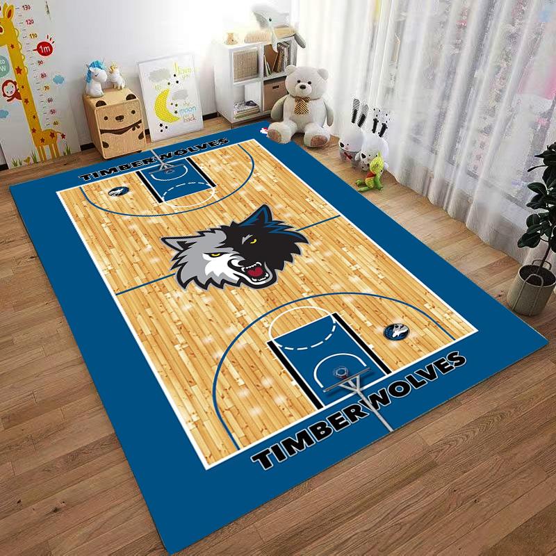 """Timberwolves Court Style Teppich mit Wolfslogo - Sport Design Teppich"" Geeignet für den Einsatz als Anti-Rutsch-Matte für Wohnzimmer, Schlafzimmer, Sofas"""