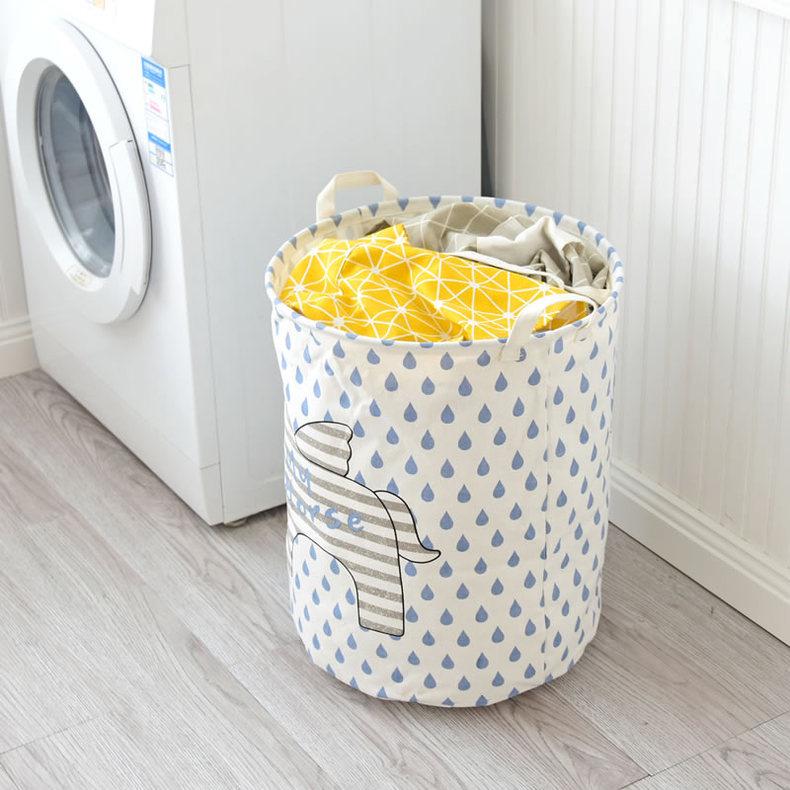 Nordic Cartoon Horse Cotton Linen Laundry Basket - Large Folding, Waterproof Storage for Clothes and Toys