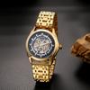 Men's Automatic Mechanical Watch 3ATM Waterproof Luminous Analog Display Stainless Steel Adjustable Belt Gold Fashion Accessory