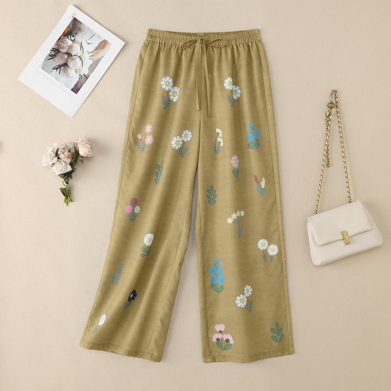 

ZANZEA Женские повседневные брюки с эластичной талией, свободного кроя, с цветочным принтом хаки