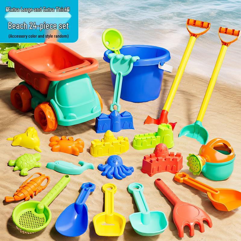 Seaside Sand Play Set: Children's Beach Toys with Shovel, Sand Timer, and Car Bucket