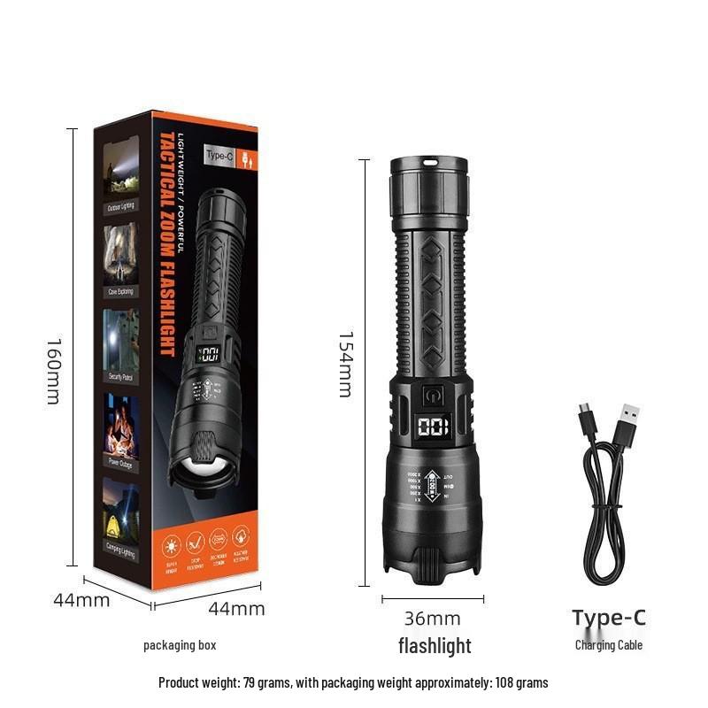 616 Aluminum Alloy USB Rechargeable LED Flashlight for Outdoor Portable Night Fishing