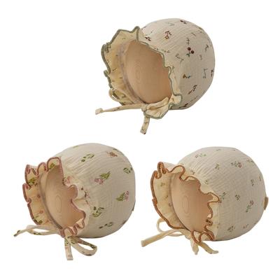 Chapéu de Bebê 0-12M Primavera Verão Fino Princesa Proteção de Orelhas Touca Meninas Bebês Chapéus Palácios Moderno Touca Fetal Neonatal