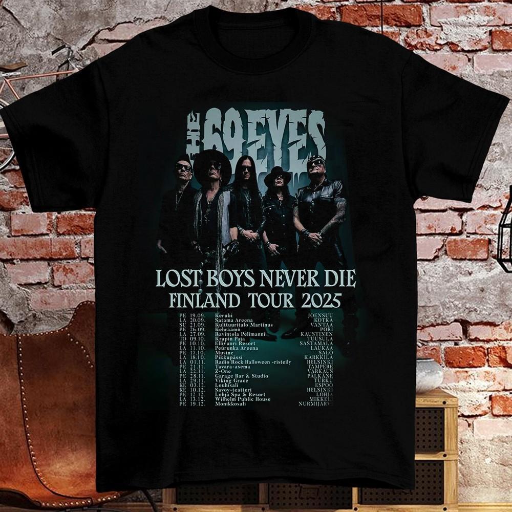Новая футболка The 69 Eyes тур 25 Хлопок Унисекс Все Размеры 21D514 Унисекс XXL