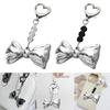 Fashion Silvery Bowknot Bead Keychain Pendant Backpack Handbag Charm Pendant Hangings Decoration Sweet Pendant Gift