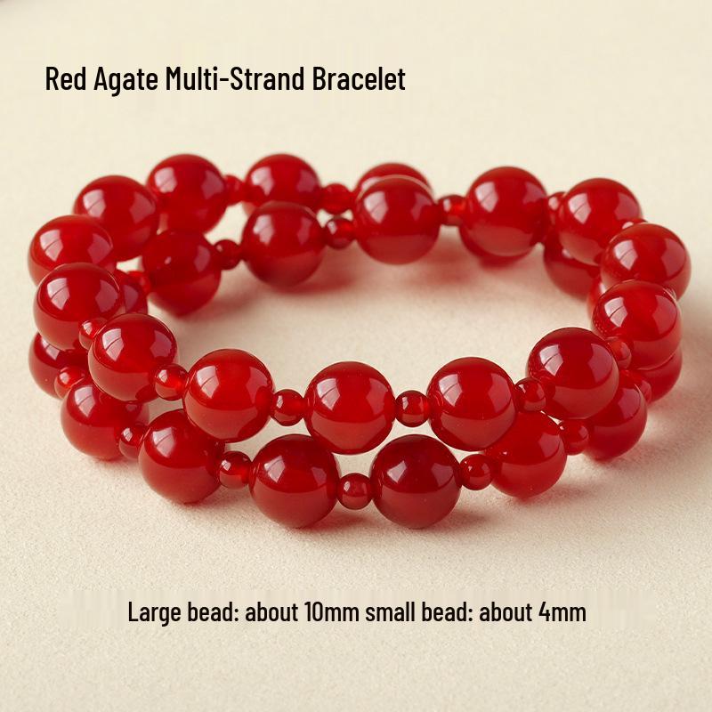 Exquisite Natural Red & Green Agate Bracelet for Women - Versatile and High-End Design