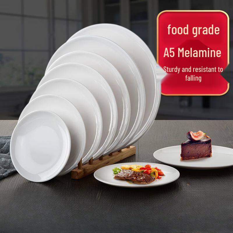 Commercial Melamine Imitation Porcelain Round Shallow Dinner Plates