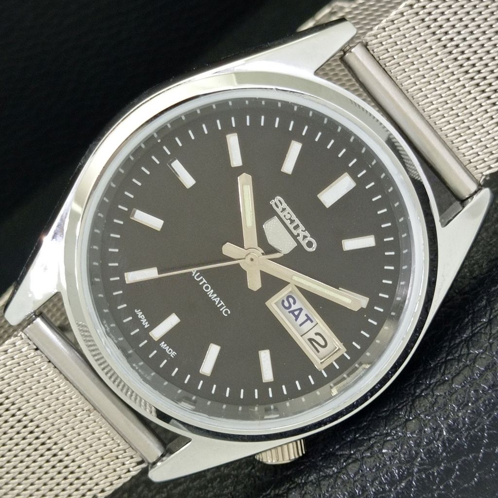 VINTAGE SEIKO 5 AUTOMATIC REFURBISHED JAPAN MENS BLACK DIAL WATCH A440533-9 Sk-a440533-1