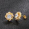 Huitan Dainty Gold Color Cubic Zirconia Stud Earrings for Women Fashion Contracted Design Bridal Wedding Earrings Luxury Jewelry