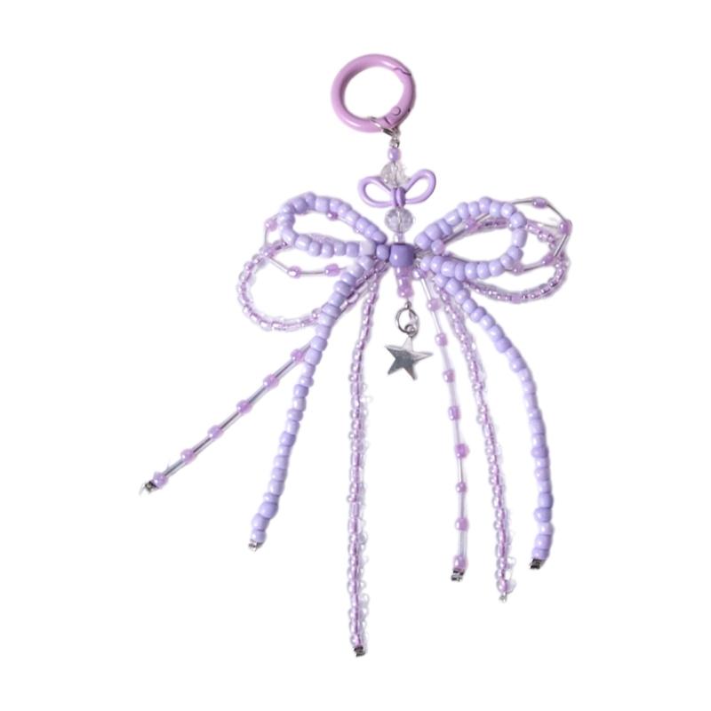 Multifunctional Beaded Keychain Stylish Bag Charm Beaded Bowknot Bag Pendant Stylish Key Adornment Beaded Keychain