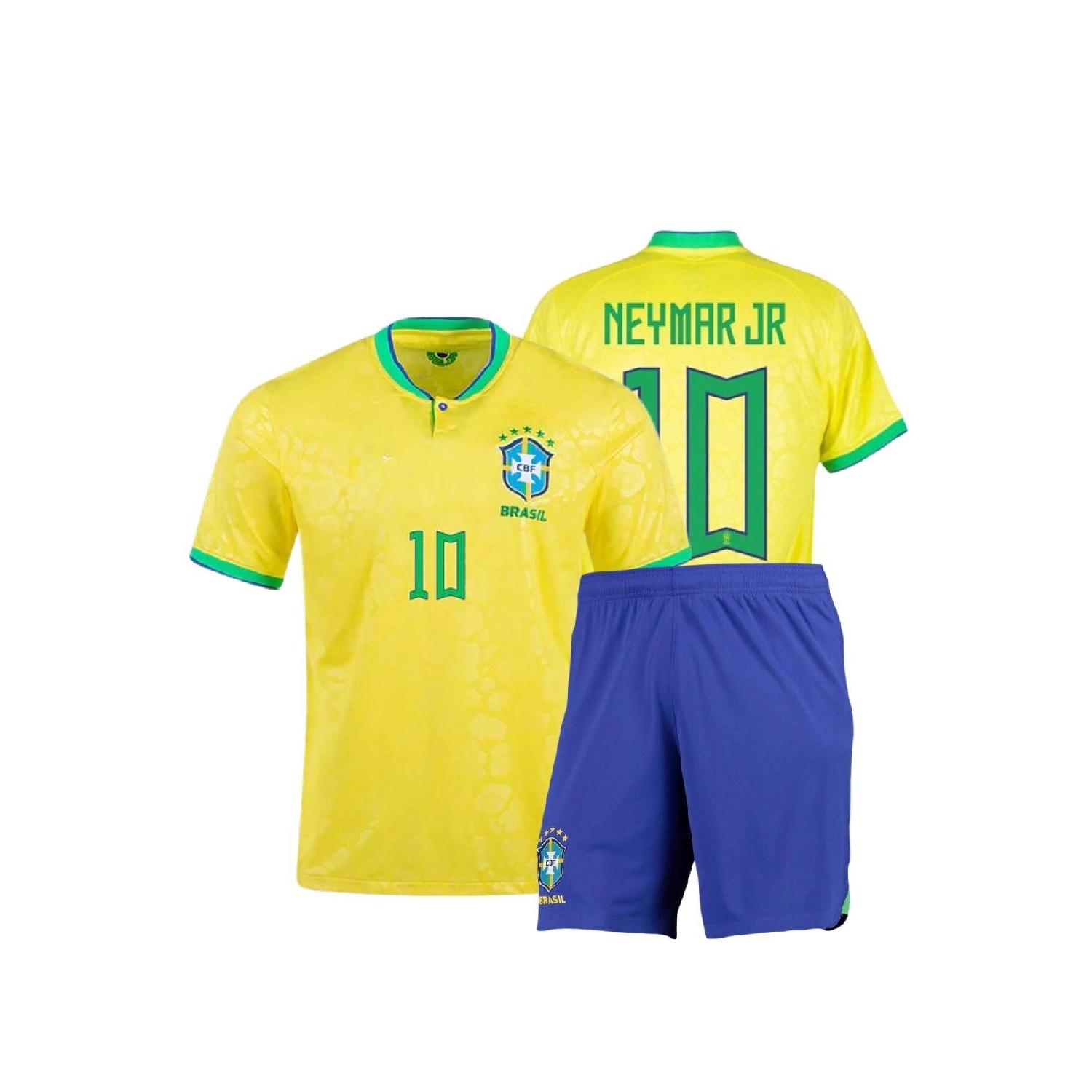 

Детский трикотаж сборной Неймара Бразилии, комплект из джерси и шорт для чемпионата мира по футболу в Бразилии, желто-зеленый цвет
