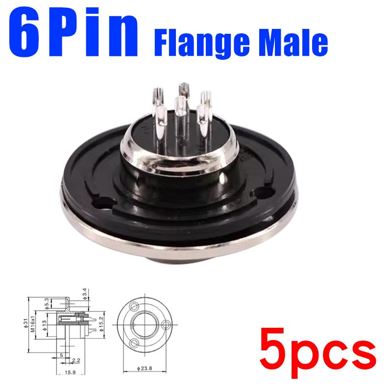 5pcs GX16 Flange Butting Type Aviation Plug Socket 2/3/4/5/6/7/8/9/10 Pin Male Female Fixing Circular Connectors