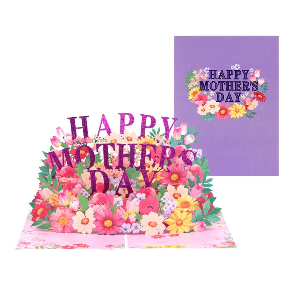 3D Pop UP Flower Greeting Cards Blessing Message Cards Mother's Day Greeting Card  For Mom Gift