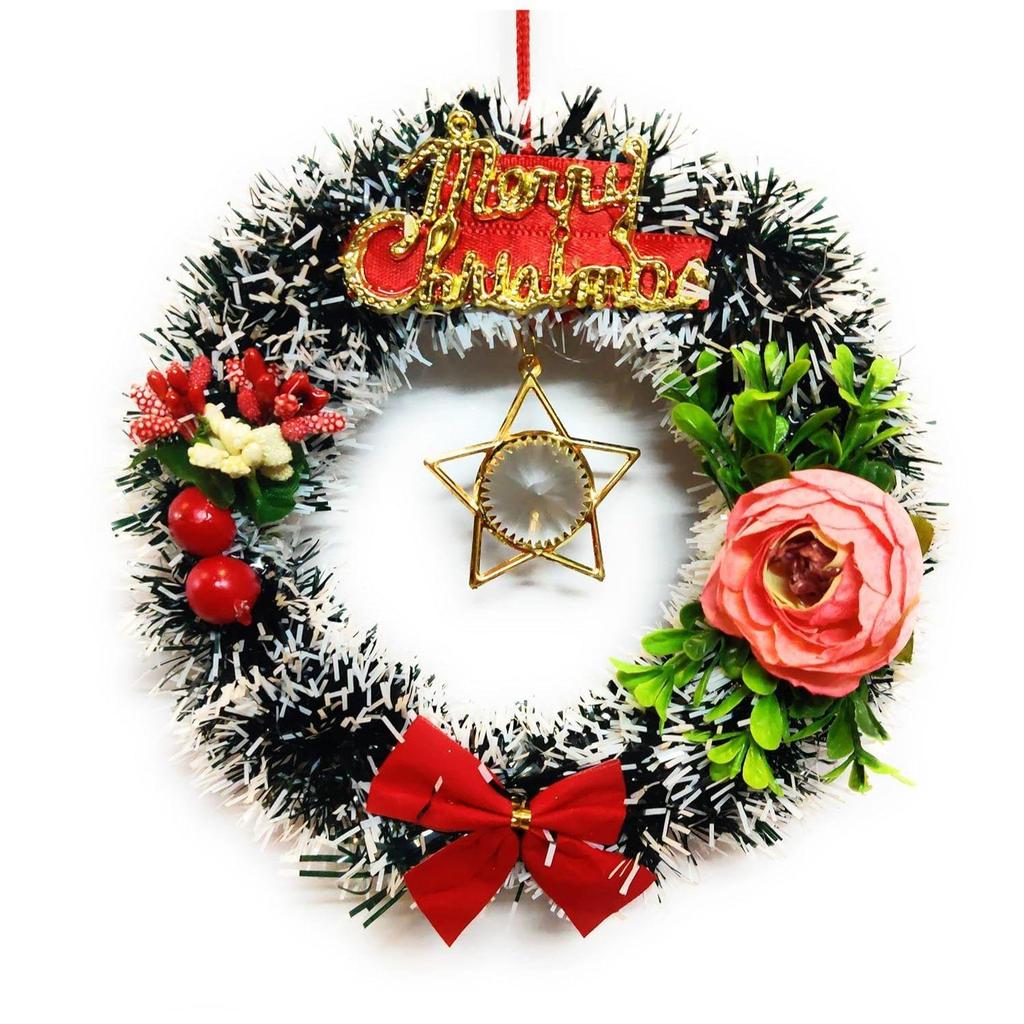 India Designer Christmas Wreath (Black Pine, 6 Inch Diameter)