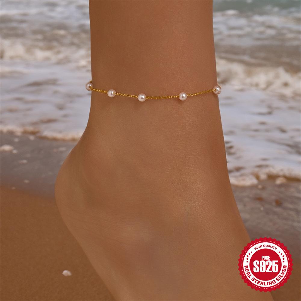 925 Sterling Silver Fashionable Simple Butterfly Diamond Splicing Anklet Women'S Original Design Chain Jewelry