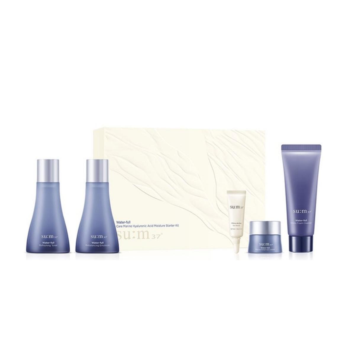 SU:M37 Water-full Marine Hyaluronic Skincare Starter Kit - Deep Hydration Fermented Marine Extract Set