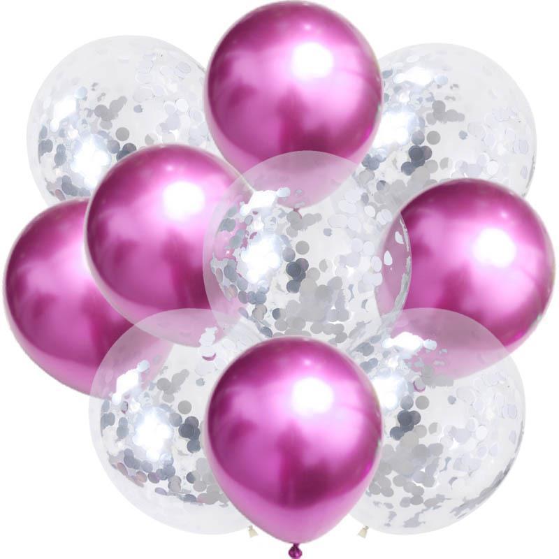 Birthday & Ceremony Decoration Balloon Set: Metallic Sequins, Table & Ground Floating Balloons.