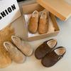 Cowhide version~ Genuine leather and velvet women's winter new one-pedal cotton shoes Doudou shoes