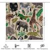 Animal Adventure Shower Curtain Jungle Safari Theme With Zebra, Giraffe Elephant Design Waterproof Fabric For Bathroom Decoratio