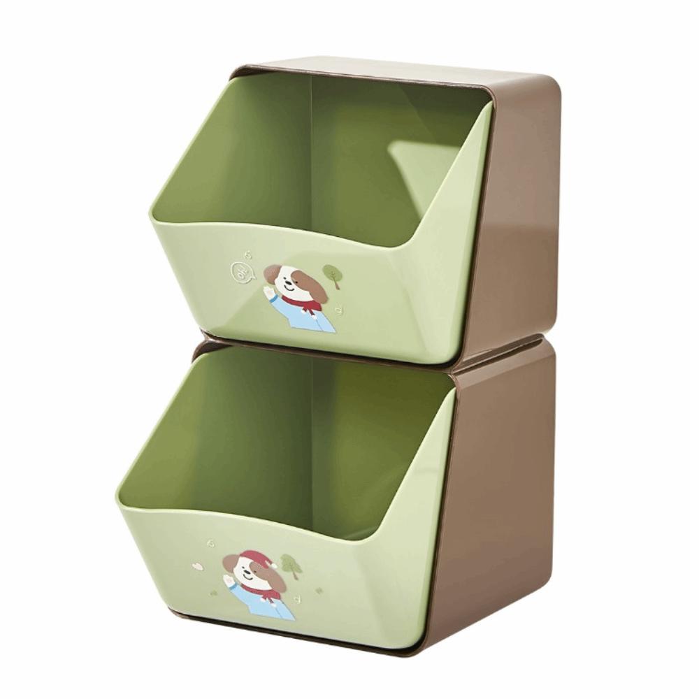 

Double Layer Desktop Snack Organizer Creative Cosmetic Drawer Rack School зелёный