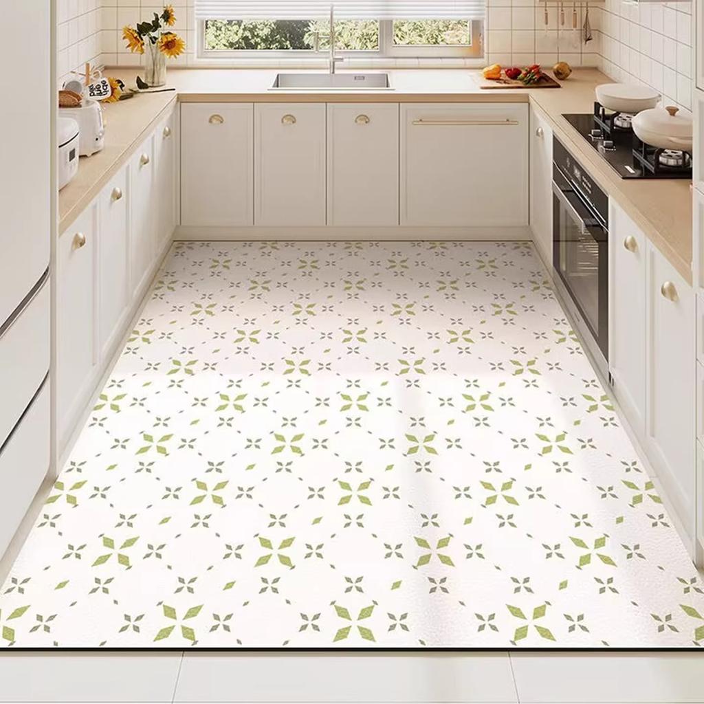 Colorful Polka Dot Kitchen Carpet Oil Stain Resistant Cuttable PVC Leather Rug Fashion Art Home Decorative Balcony Floor Mat