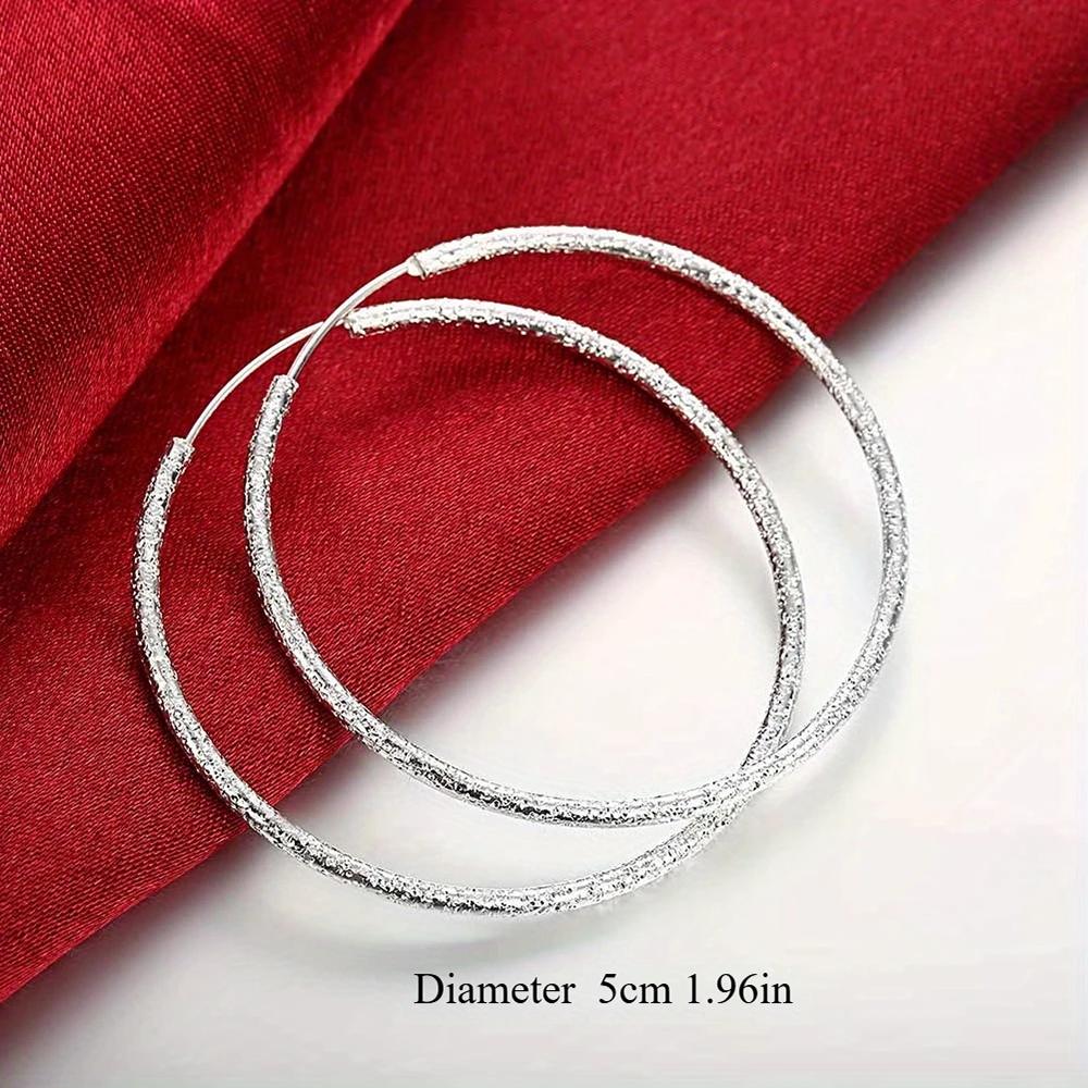Xiaomi Charming 925 Sterling Silver 50/60mm Smooth Round Large Earrings for Women, Party Gifts, Wedding Jewelry Accessories