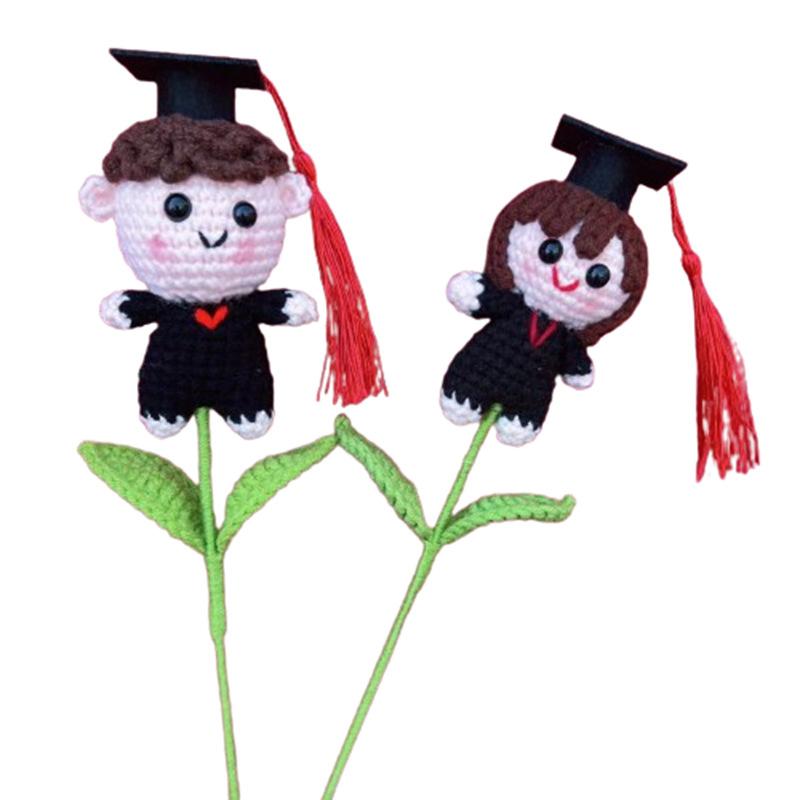 Graduation Season Doctor's Hat Cartoon Doll Creative Crocheted Photography Props Handmade DIY Gift