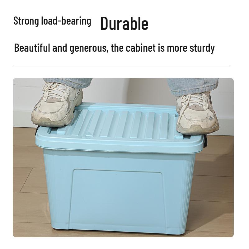 Wheeled Plastic Organizer Box with Lid for Clothes and Toys