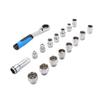 17Pcs Pass Through Socket Set 3 8in 1 2in Drive Metric Sockets with 2 in 1 72 Tooth Ratchet Cr V Steel