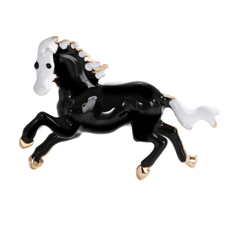 Elegant Symbolic Horse Brooch Chinese Zodiacs Vintage Alloy Pin for Hat or Lapel Handmade Clothing Accessories
