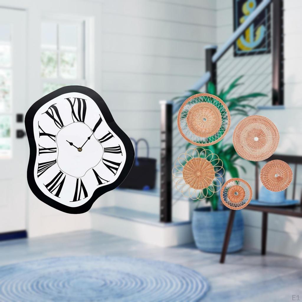 Acrylic Distorted Melting Wall Clock Unique Hanging Decorative Art Woven Crafts for