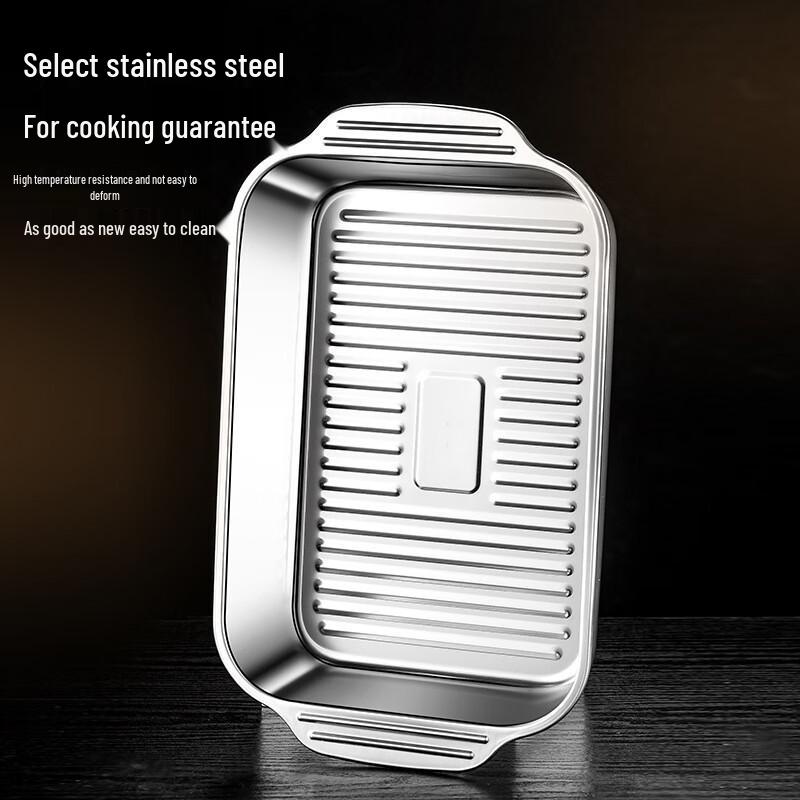 Rechteckige Edelstahl-Brat- und Servierpfanne