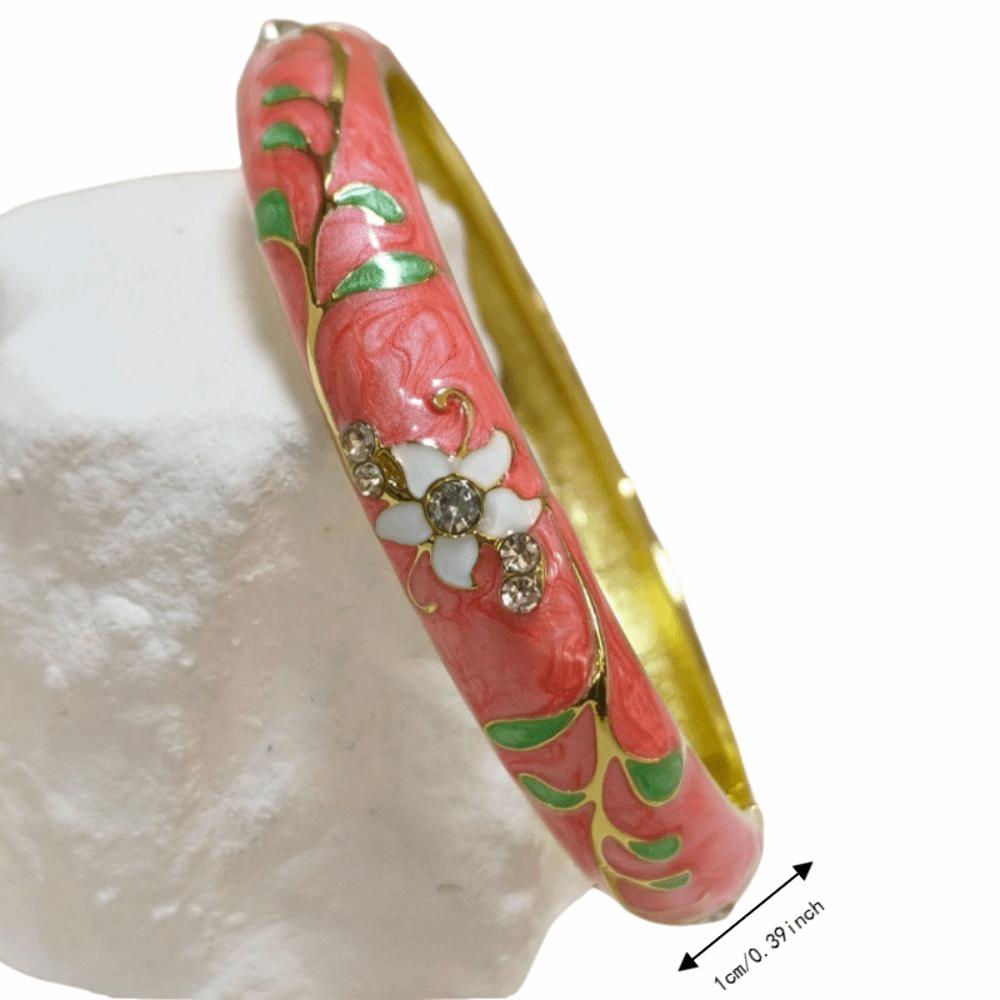 1cm Chinese Cloisonne Bracelet Traditional Women's Hand Bracelet  Gifts for Women Girl