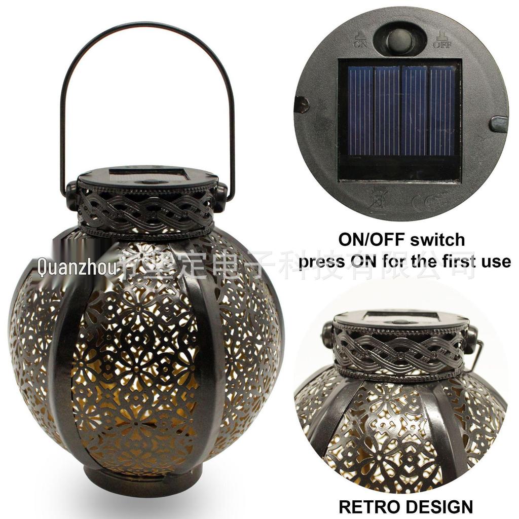 Ghirlande Luminoase Solare LED Transfrontaliere: Decor suspendat din fier forjat gol pentru peisaj de curte exterioară