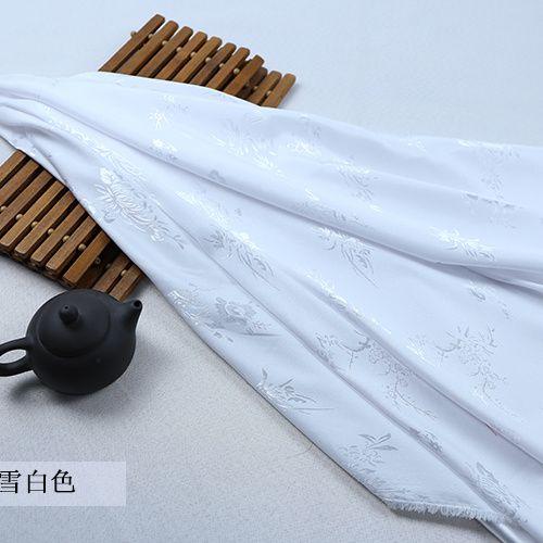 Double Sided Jacquard Fabric Bamboo Dragon Pattern By The Meter for Clothes Cheongsam Hanfu Sewing Cloth Fine Soft Gold White