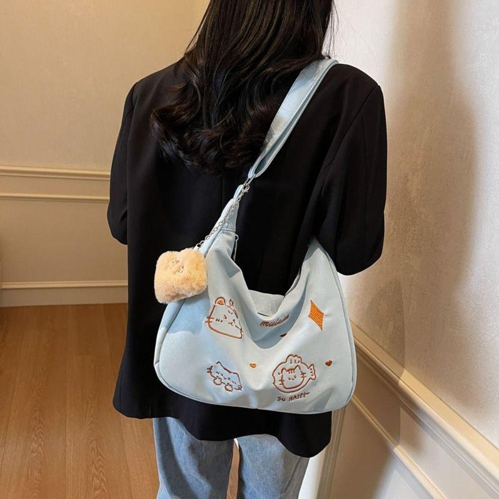 Large Capacity Cute Cat Shoulder Bag New Trendy Cartoon Commuting Bag  Students