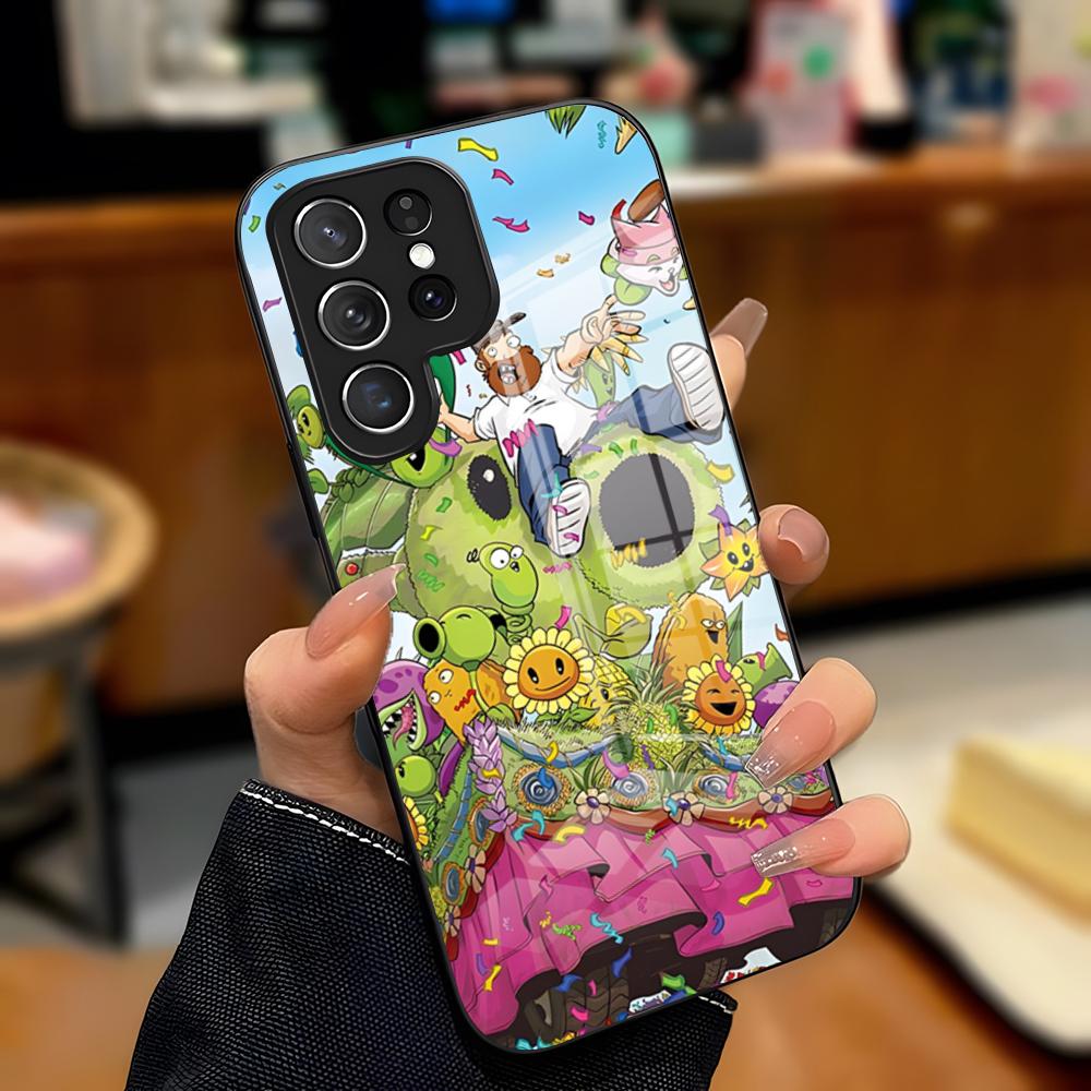 P-Plants Vs. Zombies Phone Case For Samsung S25 Plus S20 S20 Plus S22 Ultra S23 FE S21 Plus S21 Ultra Glass Cover