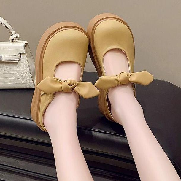 Commuting Versatile Niche One-pedal Slippers Woman 2025 Summer New Muffin Bottom Foreign Gas Heightened Baotou Half Slippers Woman
