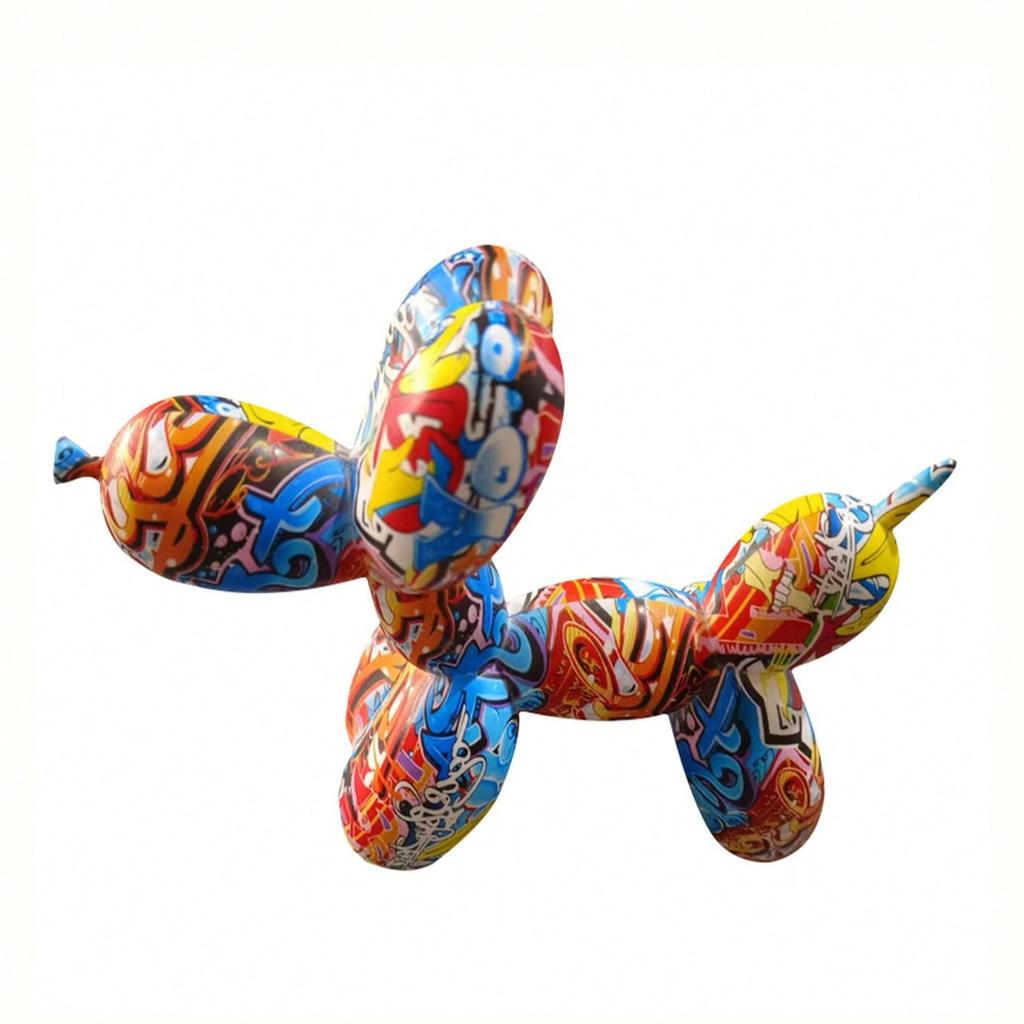 1pc Colorful Resin Balloon Dog Sculpture,Home Decor Small Statue,Resin Balloon Dog Desktop Decor For Office, Balloon Dog Decor,Graffiti,Surprise Gift