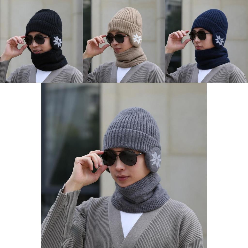 Polyester Knit Hat For Men Winter Warm Windproof Casual Outdoor Headwear