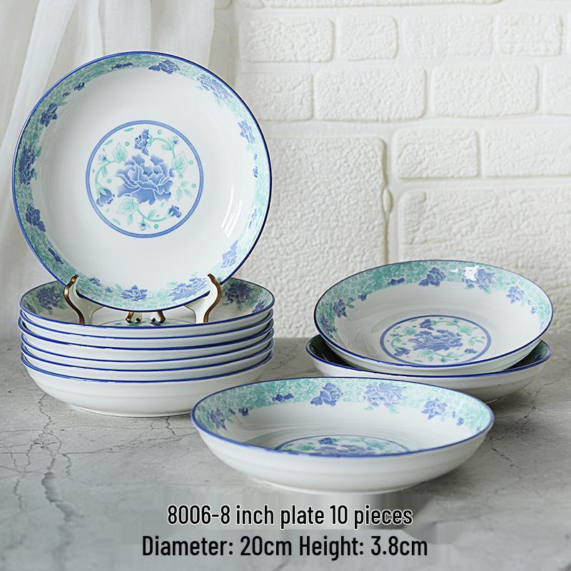 Retro Ceramic Porcelain Microwave-Safe Bowl Set - Chinese Style Tableware